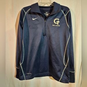 GT Bulldogs Nike Thermafit 1/4 Zip Pullover In Blue Size Large